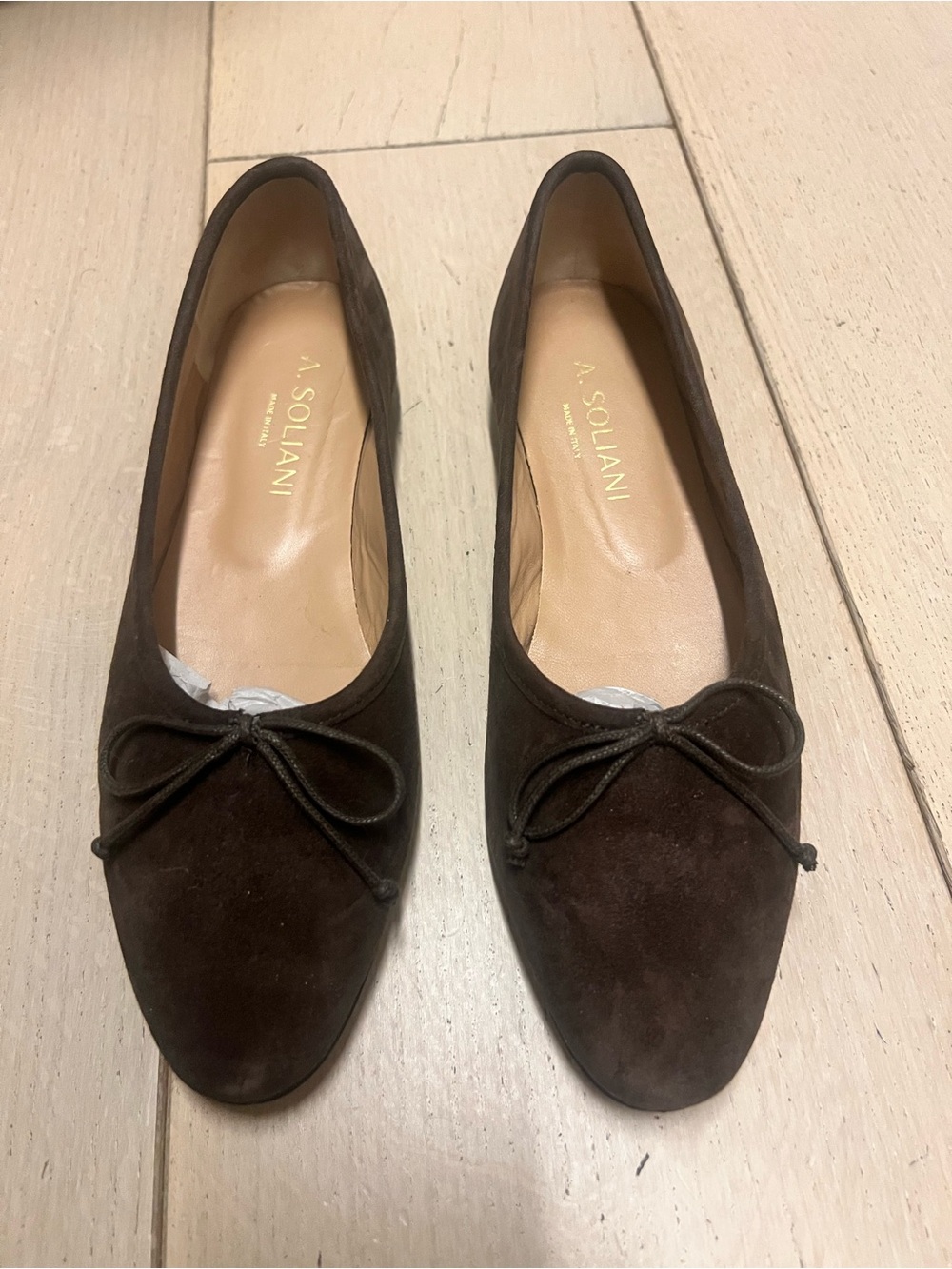 Like New - A. Soliani Como Chocolate Brown Suede Ballet Flats